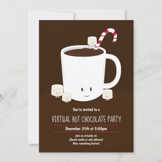 Virtual Christmas Party Hot Chocolate Brown Einladung (Vorderseite)