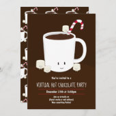 Virtual Christmas Party Hot Chocolate Brown Einladung (Vorne/Hinten)