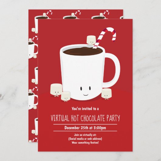 Virtual Christmas Party Hot Chocolate Hot Cocoa Einladung (Vorne/Hinten)