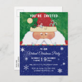 Virtual Christmas Party Santa mit Maus Urlaub Einladungspostkarte (Vorne/Hinten)