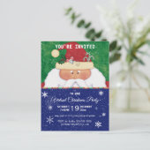 Virtual Christmas Party Santa mit Maus Urlaub Einladungspostkarte (Stehend Vorderseite)