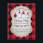 Virtual Christmas Party Snowman Red Buffalo Karier Einladungspostkarte<br><div class="desc">Diese charmante,  virtuelle Weihnachtszeit-Party Einladung besticht durch ein Skaten aus Schneemobil,  das auf beigem Hintergrund von roten und schwarzen Büffeln kariert mit fallendem Schnee gesäumt ist. Entworfen von Künstler ©Susan Coffey.</div>