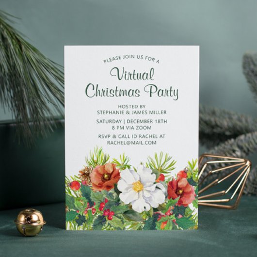 Virtual Christmas Winter Floral Party Online Einladung