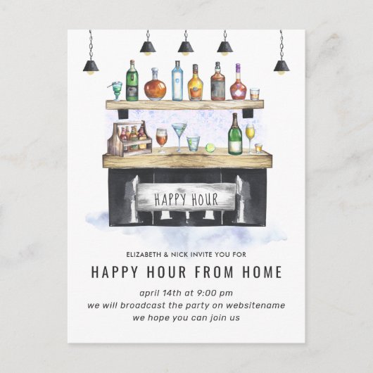 Virtual Cocktail-Party Einladung Postkarte (Vorderseite)