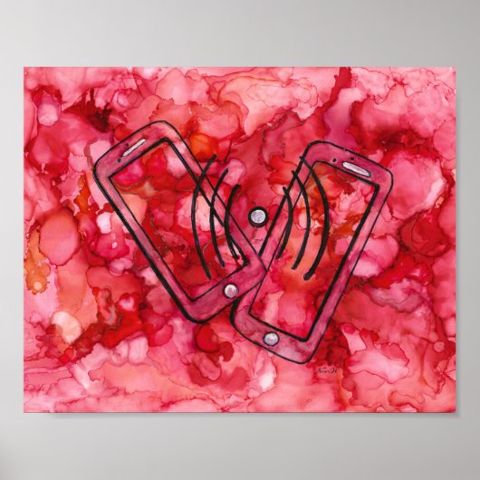 Virtual Cyber-Verbindungen über Mobiltelefone druc Poster (Vorne)