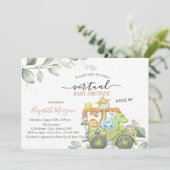 Virtual Drive Wild Animals by Baby Shower Einladung (Stehend Vorderseite)