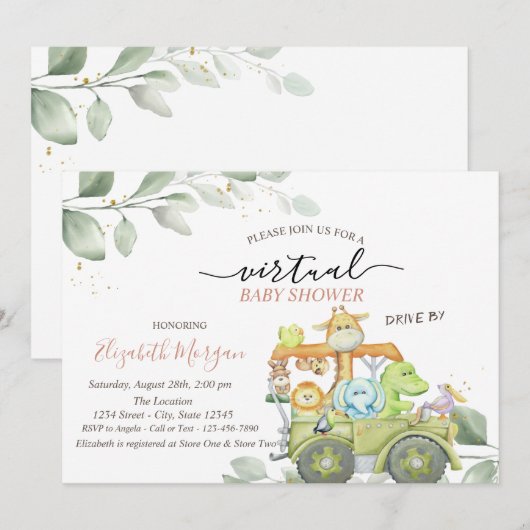 Virtual Drive Wild Animals by Baby Shower Einladung (Vorne/Hinten)
