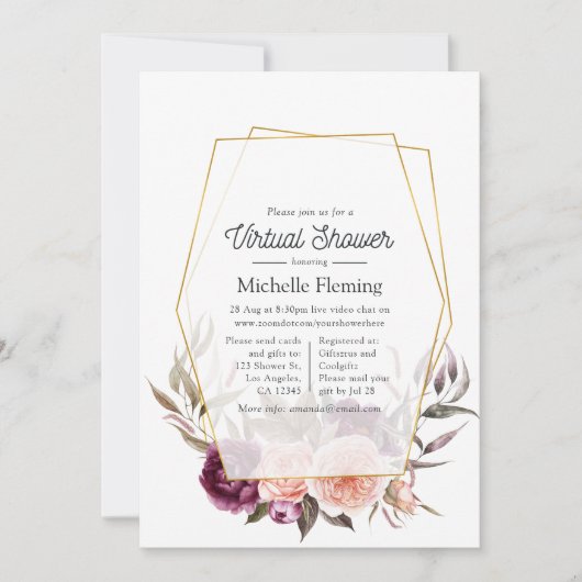 Virtual-Dusche mit Blumengeometrie Einladung (Vorderseite)