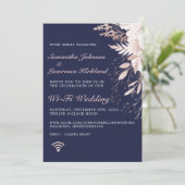 Virtual Dusty Rose Floral Navy Blue Wedding Einladung (Stehend Vorderseite)