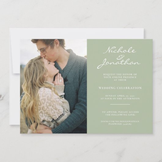 Virtual Dusty Sage Online-Foto Hochzeit Einladung (Vorderseite)