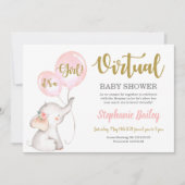 Virtual Elefant Baby Dusche Mädchen Einladung (Vorderseite)
