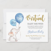 Virtual Elefant Baby Shower Junge Einladung (Vorderseite)