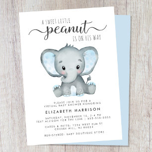Virtual Elephant Baby Boy Dusche Einladung
