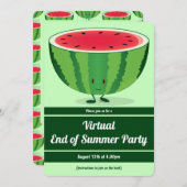 Virtual End of Summer Party Green White Watermelon Einladung (Vorne/Hinten)