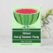 Virtual End of Summer Party Green White Watermelon Einladung (Stehend Vorderseite)