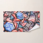 Virtual entalhada nas cores azul e salmão badhandtuch set (Handtuch)