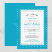 Virtual Family Wiedersehen verbindet Aqua Blue Dot Einladung (Vorne/Hinten)
