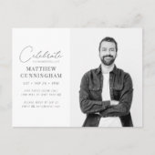 Virtual feiert sein Leben Modernes, einfaches Foto Einladungspostkarte (Vorderseite)