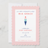 Virtual First Birthday Ice Cream Zoom Party Einladung (Vorderseite)