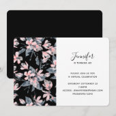 Virtual-florales Muster für Rosa und Grau Einladung (Vorne/Hinten)