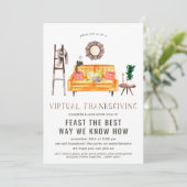 Virtual Friendsgiving Erntedank Dinner Party Einladung (Stehend Vorderseite)