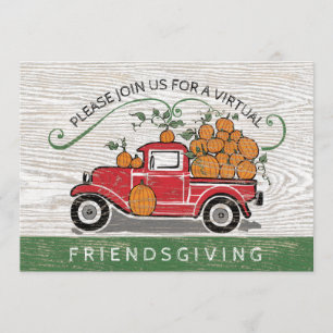 Virtual Friendsgiving Vintag Red Truck Pumpkins Einladung