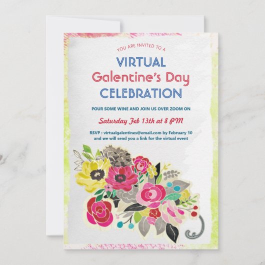Virtual Galentine's Day Celebration Zoom Einladung (Vorderseite)