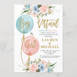 Virtual Gender Reveal Baby Shower Einladung