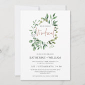 Virtual Gold Eukalyptus Greenery Geometric Wedding Einladung (Vorderseite)