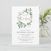 Virtual Gold Eukalyptus Greenery Geometric Wedding Einladung (Stehend Vorderseite)