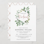 Virtual Gold Eukalyptus Greenery Geometric Wedding Einladung (Vorne/Hinten)