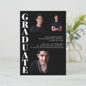 Virtual Graduation Party 3 Foto Black Einladung (Stehend Vorderseite)