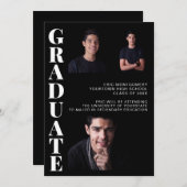 Virtual Graduation Party 3 Foto Black Einladung (Vorne/Hinten)