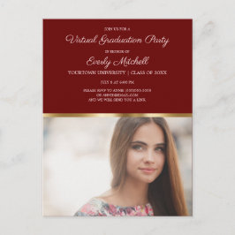 Virtual Graduation Party Burgundy Gold Foto Postkarte