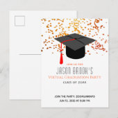 Virtual Graduation Party | Confetti Graduation Cap Einladungspostkarte (Vorne/Hinten)