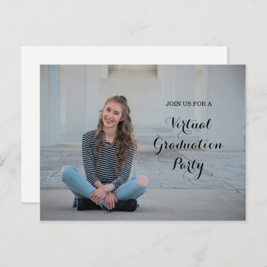 Virtual Graduation Party Foto Ankündigungspostkarte (Vorne/Hinten)