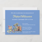 Virtual Graduation Party Funny Cartoon Blau Einladung (Rückseite)