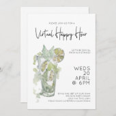 Virtual Happy Hour Social Distance Cocktail Party Einladung (Vorne/Hinten)