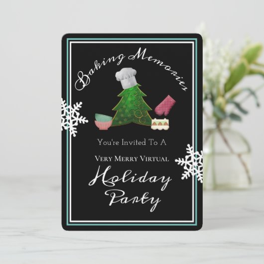 Virtual Holiday Bake Party Einladung (Stehend Vorderseite)