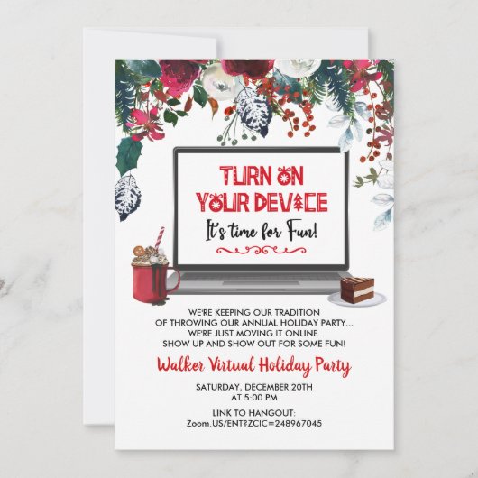 Virtual Holiday Weihnachten Party Einladung (Vorderseite)