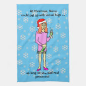 Virtual Hugs Prosecco Weihnachten Geschirrtuch (Vertikal)