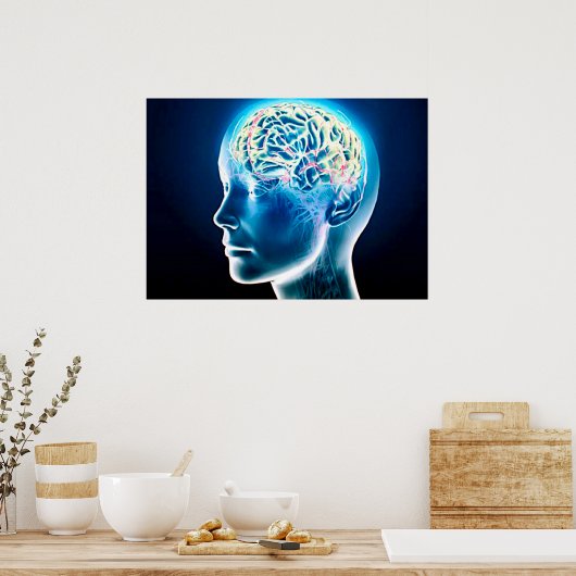 Virtual Human Brain Airbrush Art Poster (Küche)