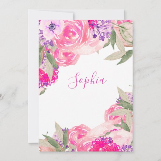 Virtual Kinderzimmer Sip and See Baby Floral Rose Einladung (Rückseite)