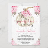 Virtual Little Pumpkin Pink Floral Baby Dusche Einladung (Vorderseite)