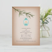 Virtual Live Stream Wedding Blue Lantern Evergreen Einladung (Stehend Vorderseite)