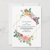 Virtual Live Stream Wedding Geometric Boho Floral Einladung (Vorderseite)