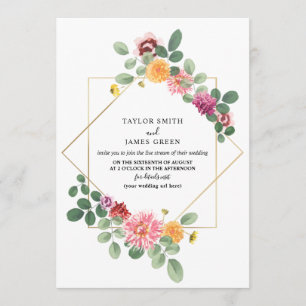 Virtual Live Stream Wedding Geometric Boho Floral Einladung
