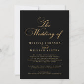 Virtual Modern Black Gold Typografy Wedding Einladung (Vorderseite)