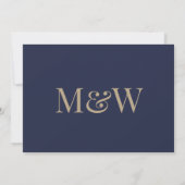 Virtual Modern Navy Gold Monogram Wedding Einladung (Rückseite)