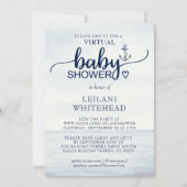 Virtual Nautical Ocean Baby Shower Einladung (Vorderseite)